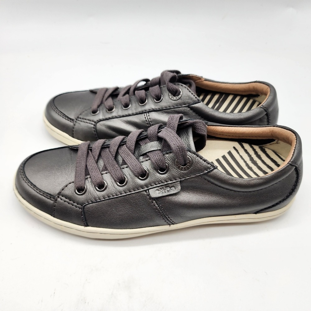 Taos Onward Sneakers Women's 6.5‎ Pewter Metallic Leather Lace Up - Picture 6 of 9